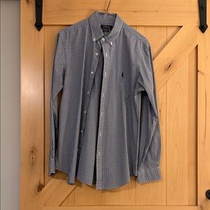 Ralph Lauren Navy Checkered Button Down Shirt